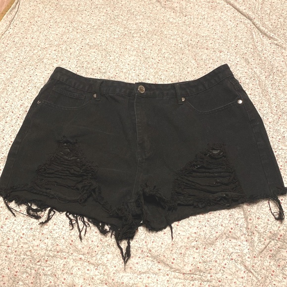 Boohoo Plus Pants - Boohoo Black Jean Shorts